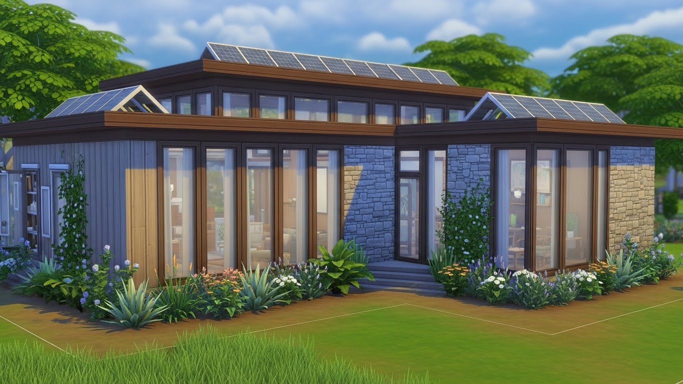 Sustainable House Builds with Eco Materials in The Sims 4