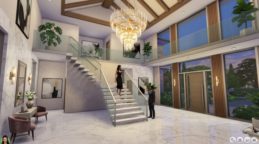 Floating Stairs in The Sims 4 modern luxury house