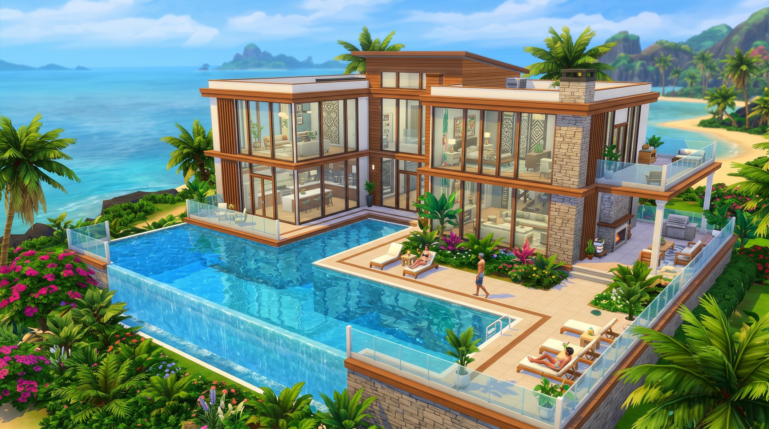 Luxury modern mansion showcasing every new feature added in The Sims 4 July Update