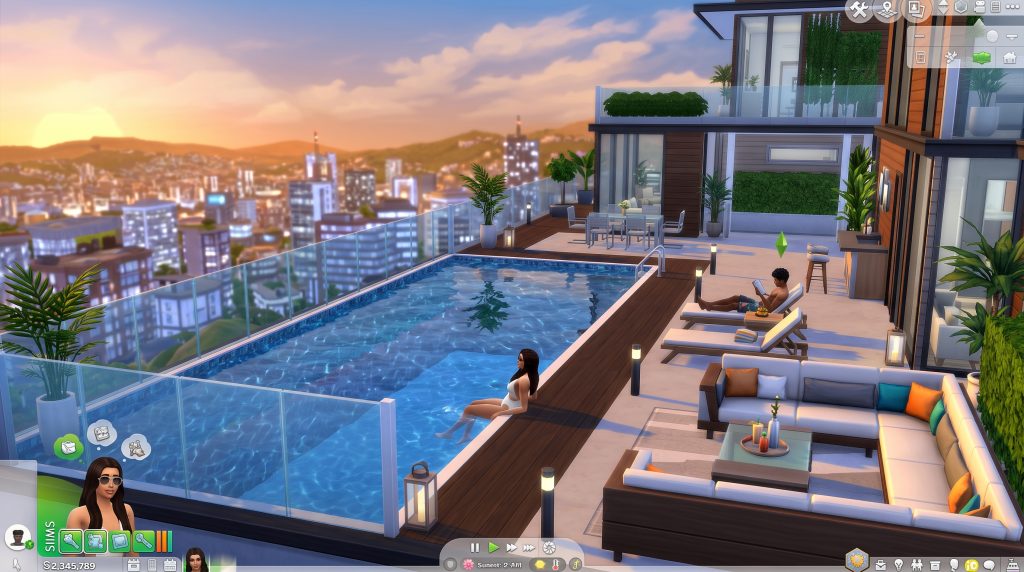 Infinity rooftop swimming pool in The Sims 4