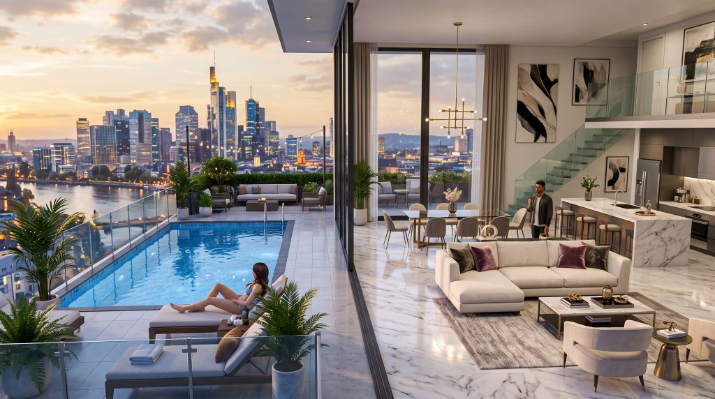 Luxury penthouse interior in The Sims 4.