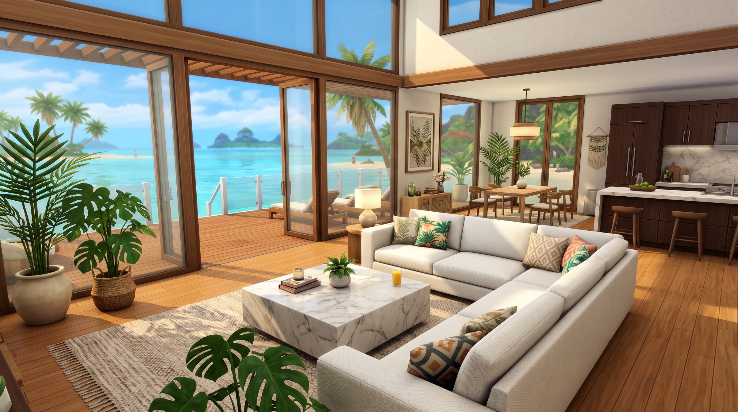 Luxury tropical interior in The Sims 4
