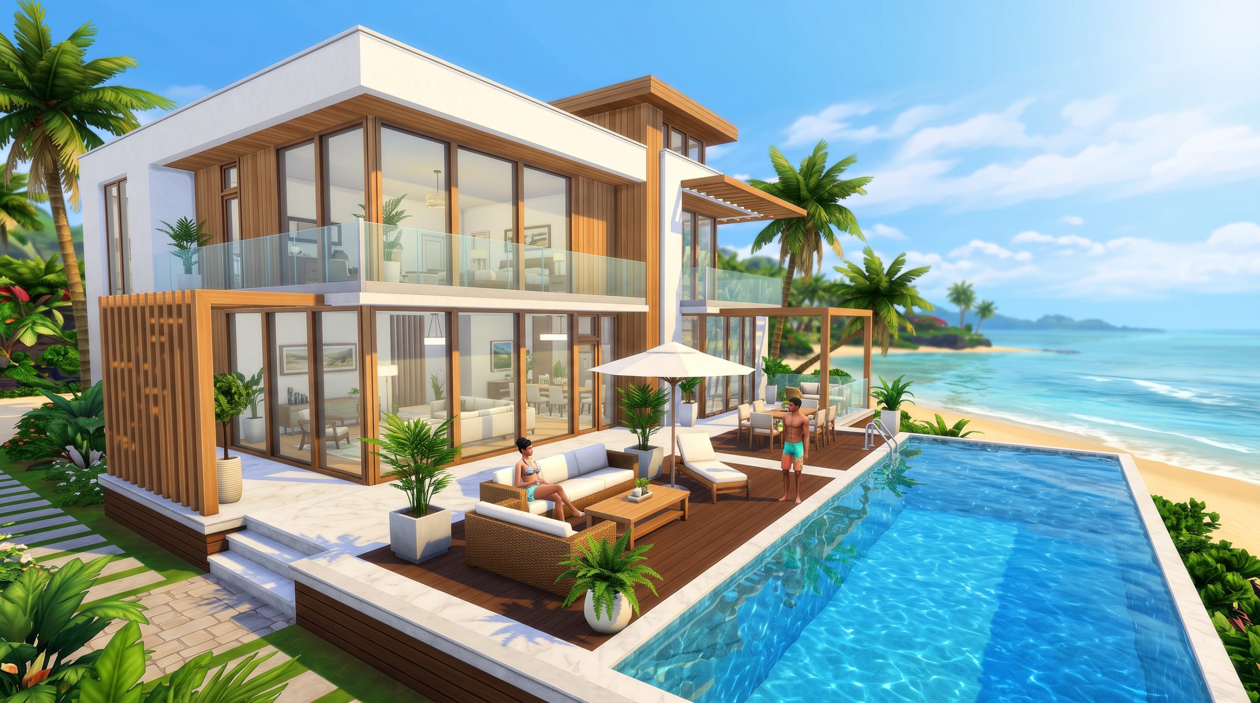 Perfect contemporary beach villa in The Sims 4.
