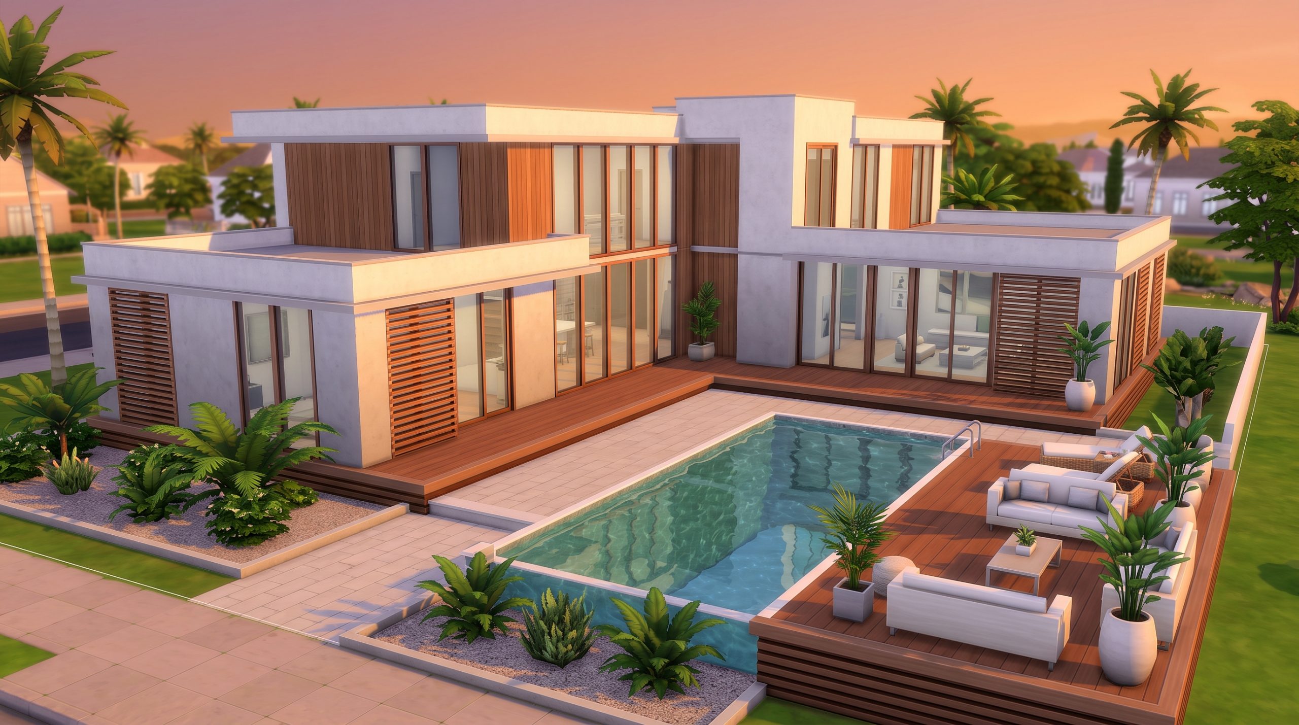 Modern minimalist luxury mansion in The Sims 4.