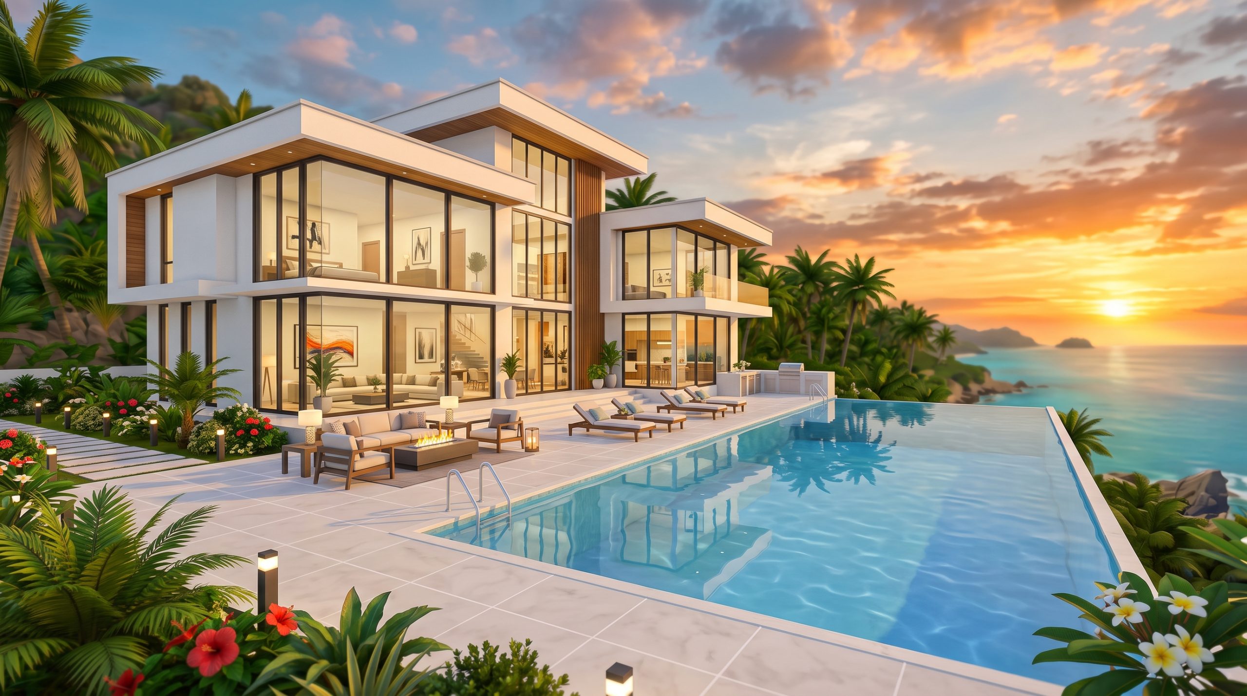 Ultimate Modern Pool Villas in The Sims 4