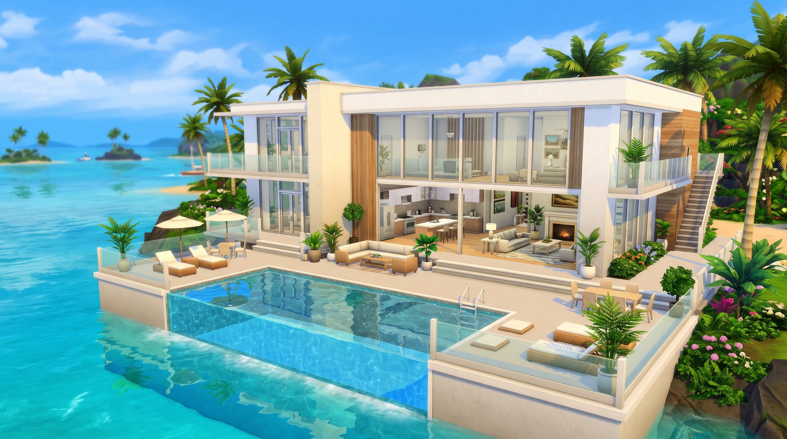 20 Modern Waterfront Villa Ideas in The Sims 4